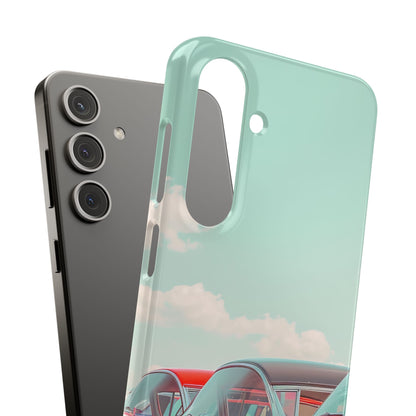 Vintage Turquoise Cars - Slim Samsung S24 Phone Case