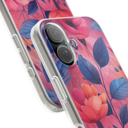 Pink Blue Floral - Flexi iPhone 16 Phone Case