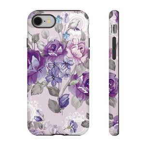 Beautiful vintage purple flower iPhone case - Protective Phone Case