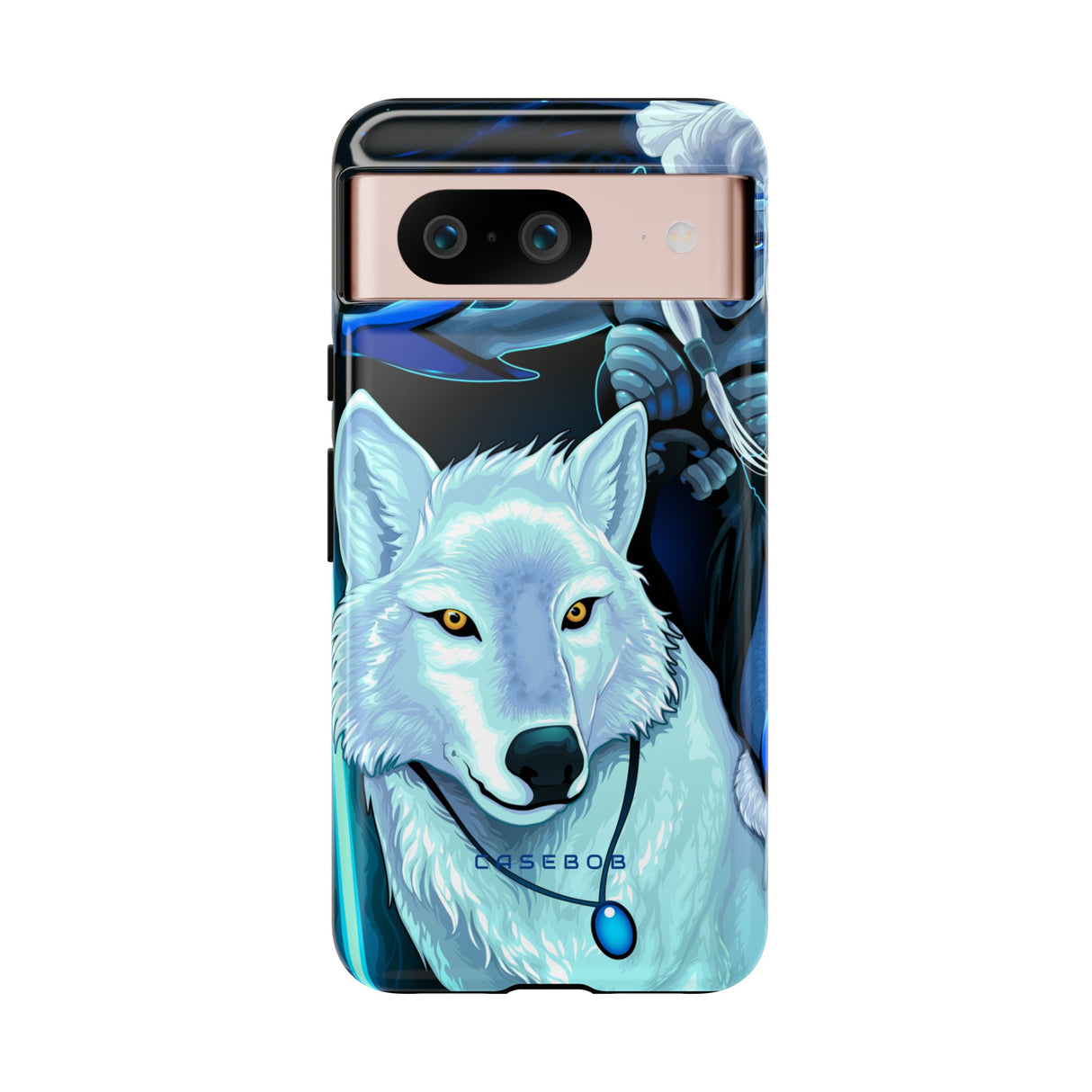 Elf with white wolf - Protective Phone Case