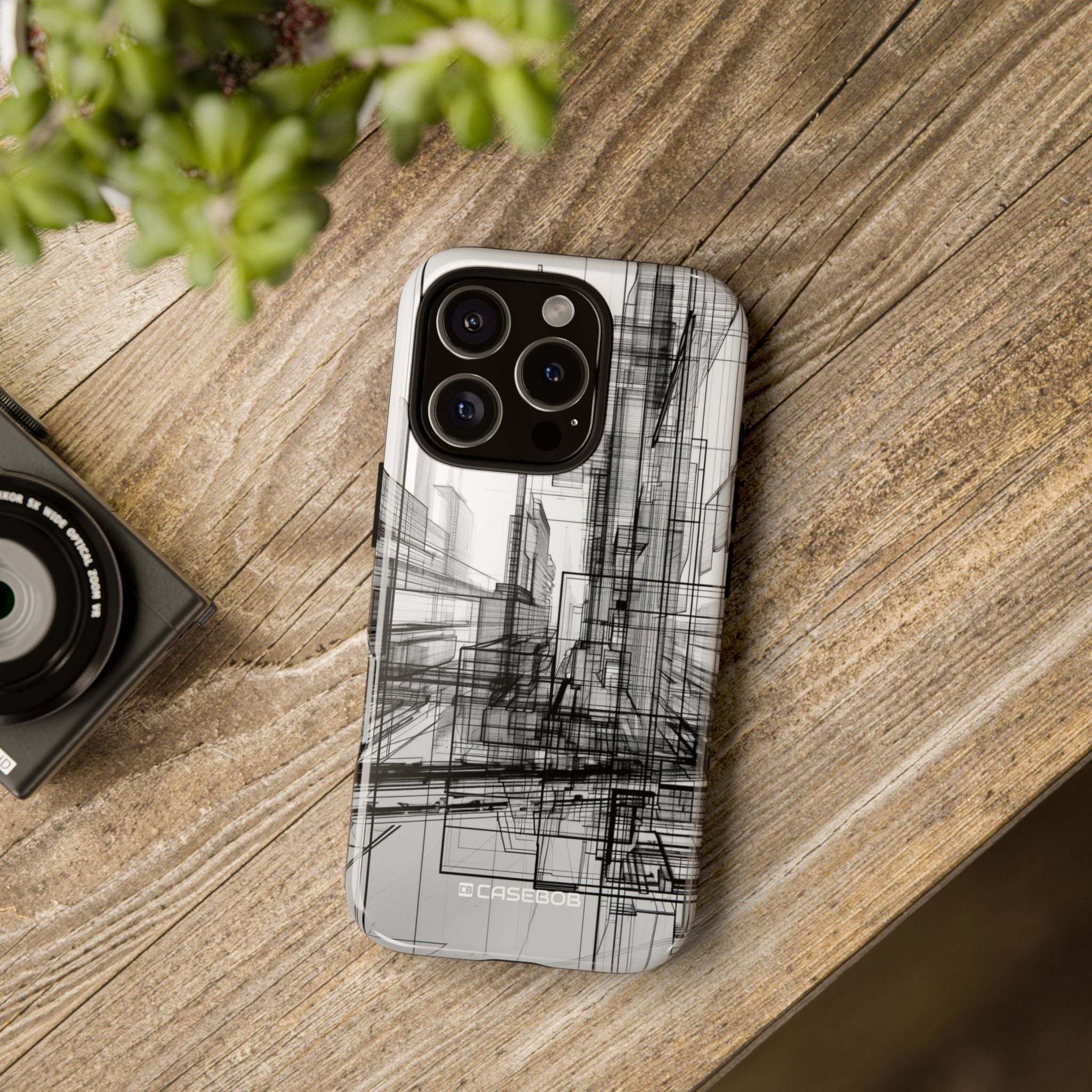 Urban Complexity: Black Lines Design - for iPhone 16