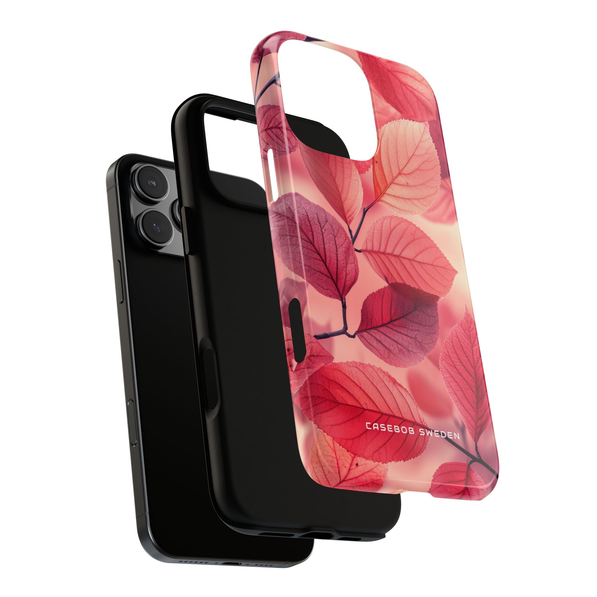 Elegant Pink Leaves iPhone 16 - Tough Phone Case