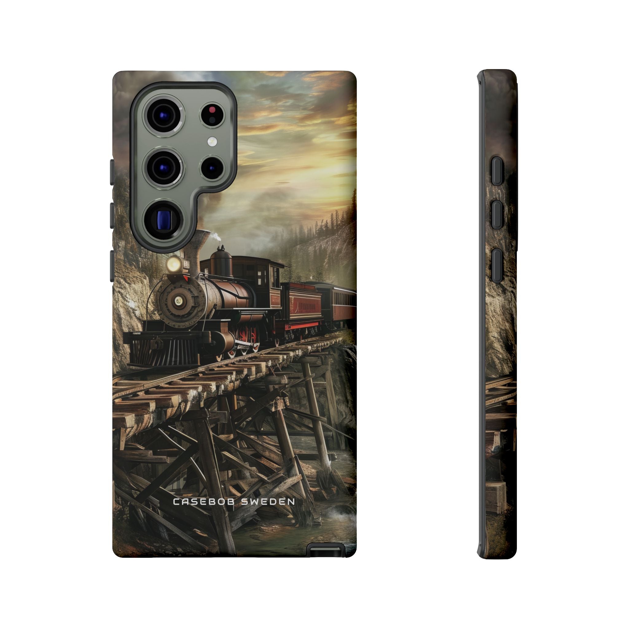 Vintage Steam Train Crossing Mountain Bridge Samsung S23 - Tough Phone Case