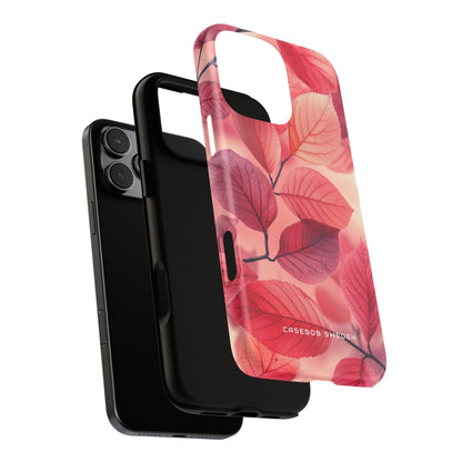 Elegant Pink Leaves iPhone 16 - Tough Phone Case