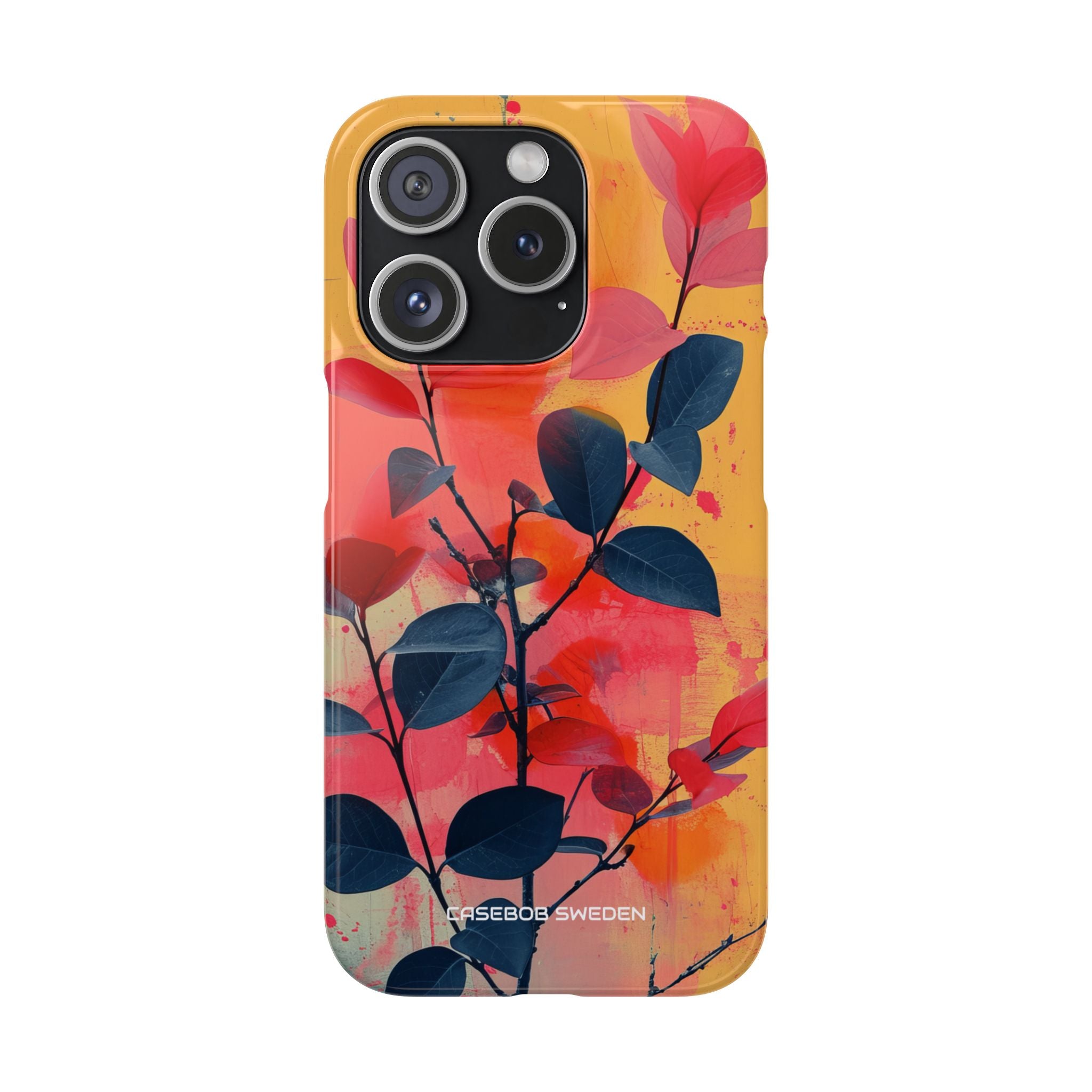 Yellow Botanical Splash - Slim iPhone 15 Phone Case