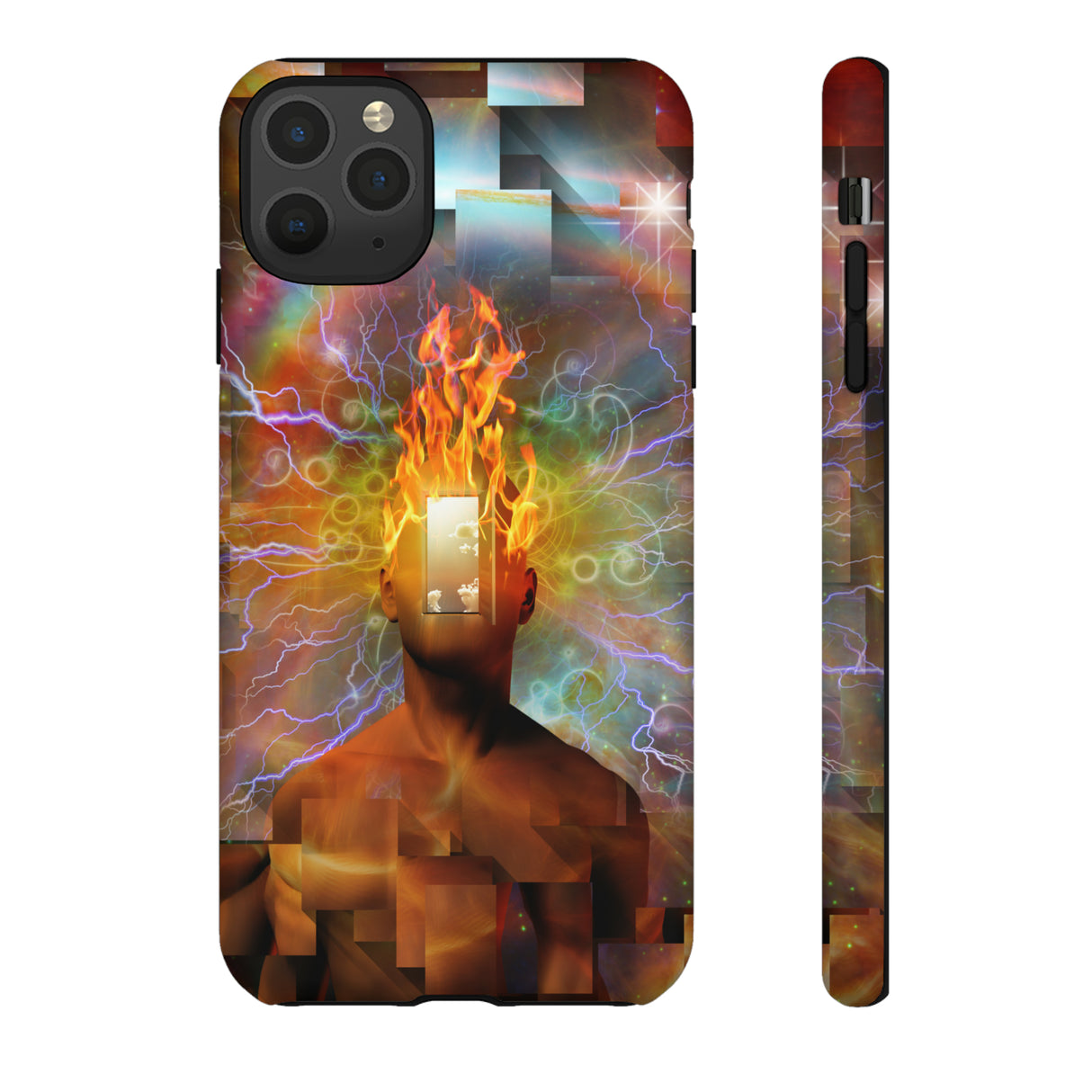 Man with burning mind - Protective Phone Case