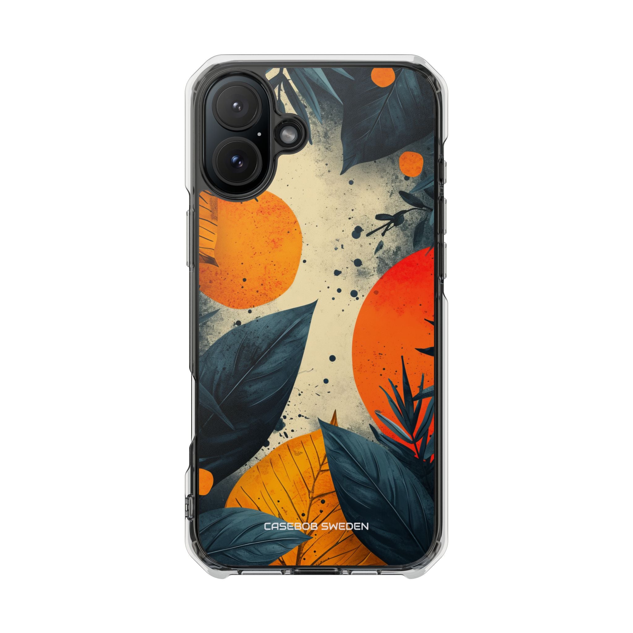 Tropical Blue Leaves - Clear Impact iPhone 16 Phone Case