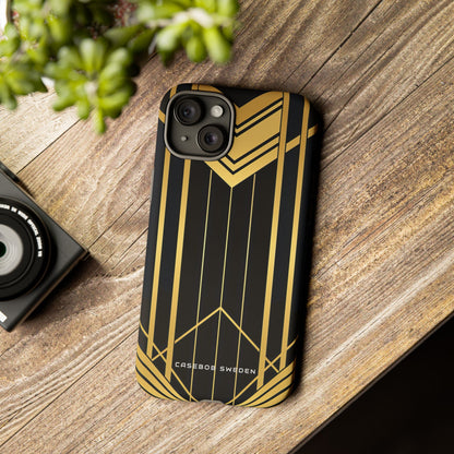 "Golden Art Deco Symmetry in Geometric Elegance" iPhone 15 - Tough Phone Case