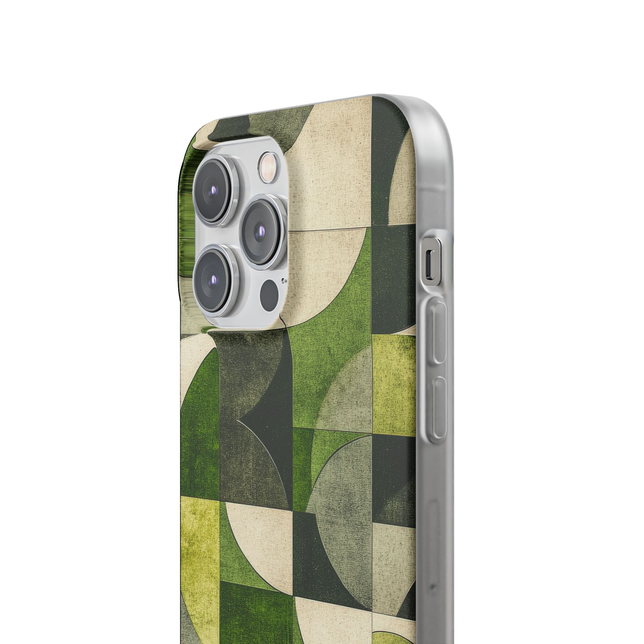 Green Geometric Harmony - Flexi iPhone 14 Phone Case