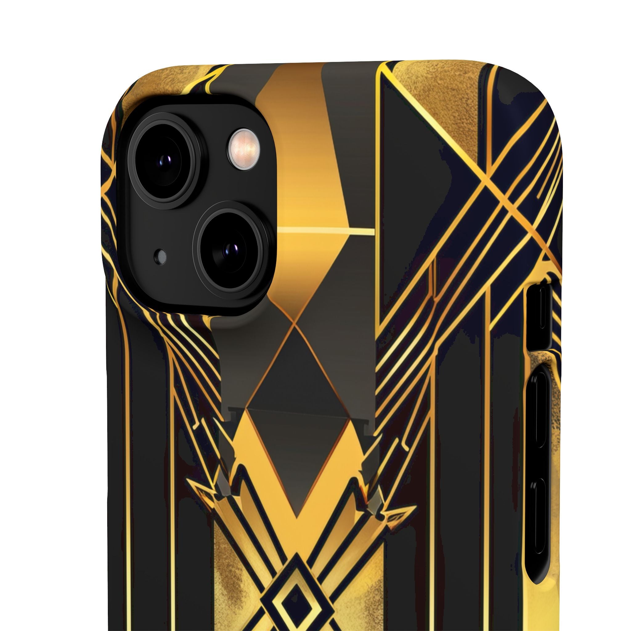 Golden Geometric Elegance iPhone 14 - Slim Phone Case