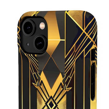 Golden Geometric Elegance iPhone 14 - Slim Phone Case