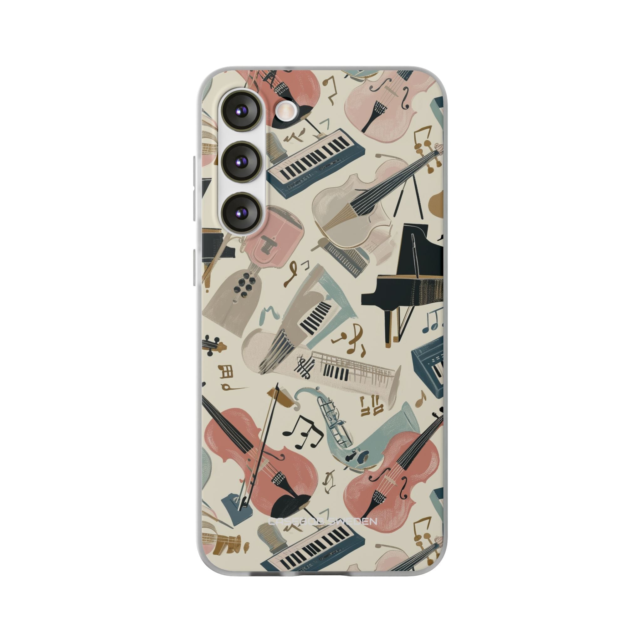 Beige Musical Instruments Pattern - Flexi Samsung S23 Phone Case