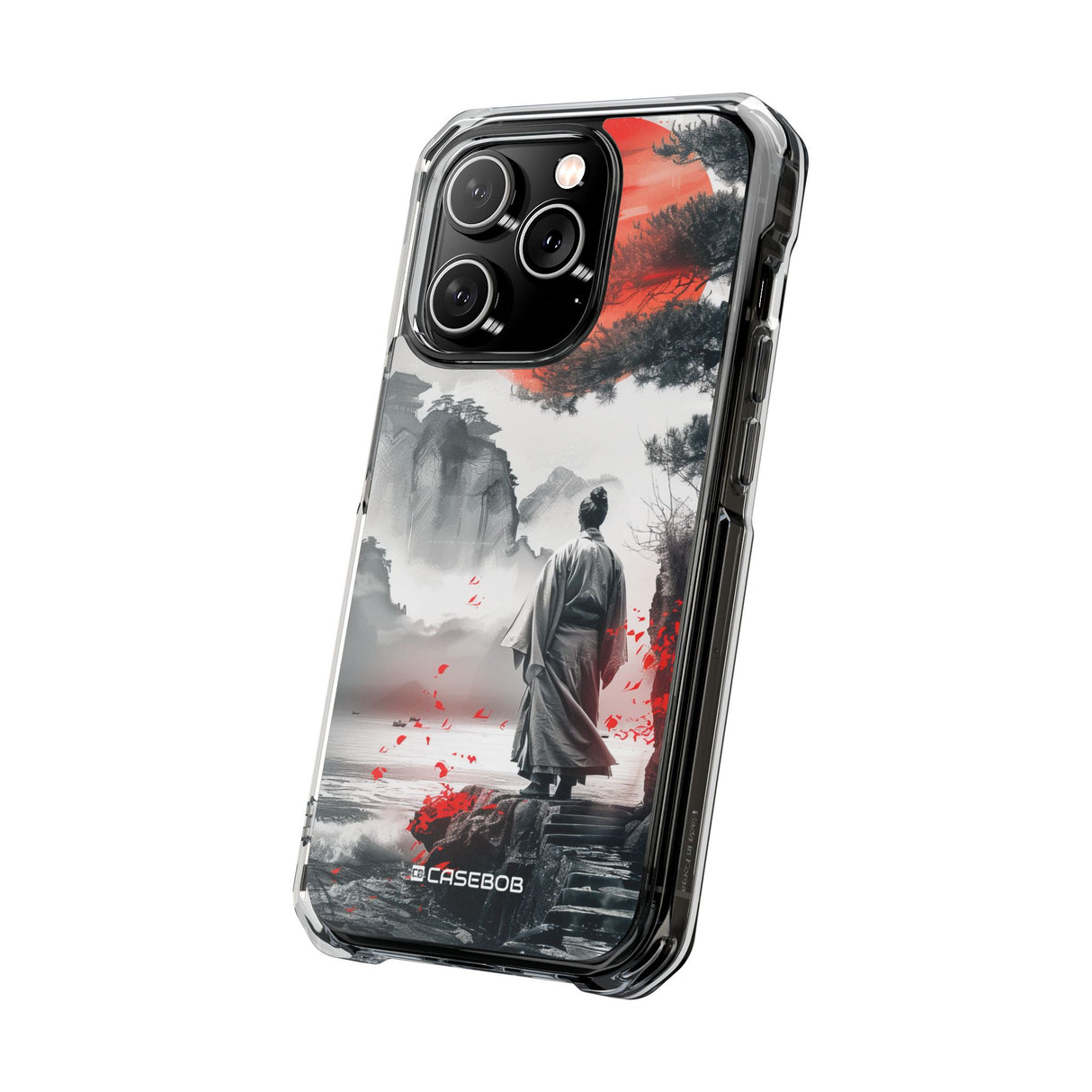 Serene Samurai Sunrise - Phone Case for iPhone (Clear Impact - Magnetic)