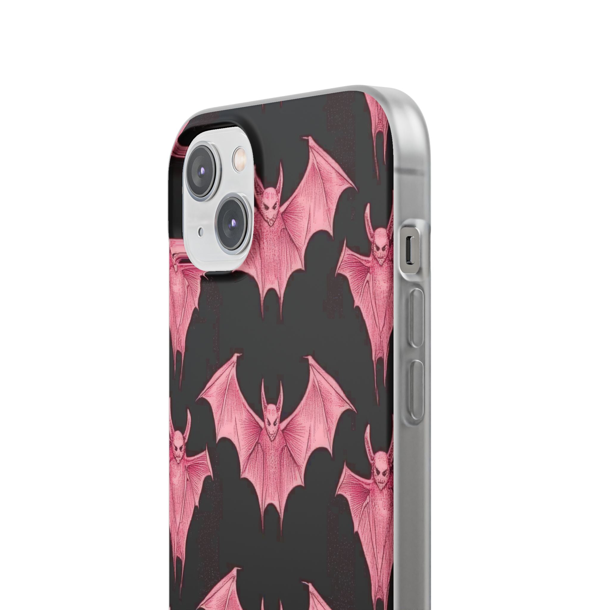 Gothic Pink Bats Aflame iPhone 14 - Flexi Phone Case