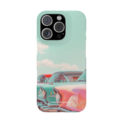 Vintage Turquoise Cars - Slim iPhone 16 Phone Case