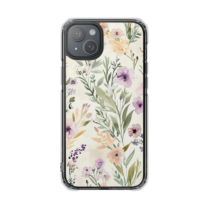 Soft Green Lavender Floral Pattern - Clear Impact iPhone 15 Phone Case