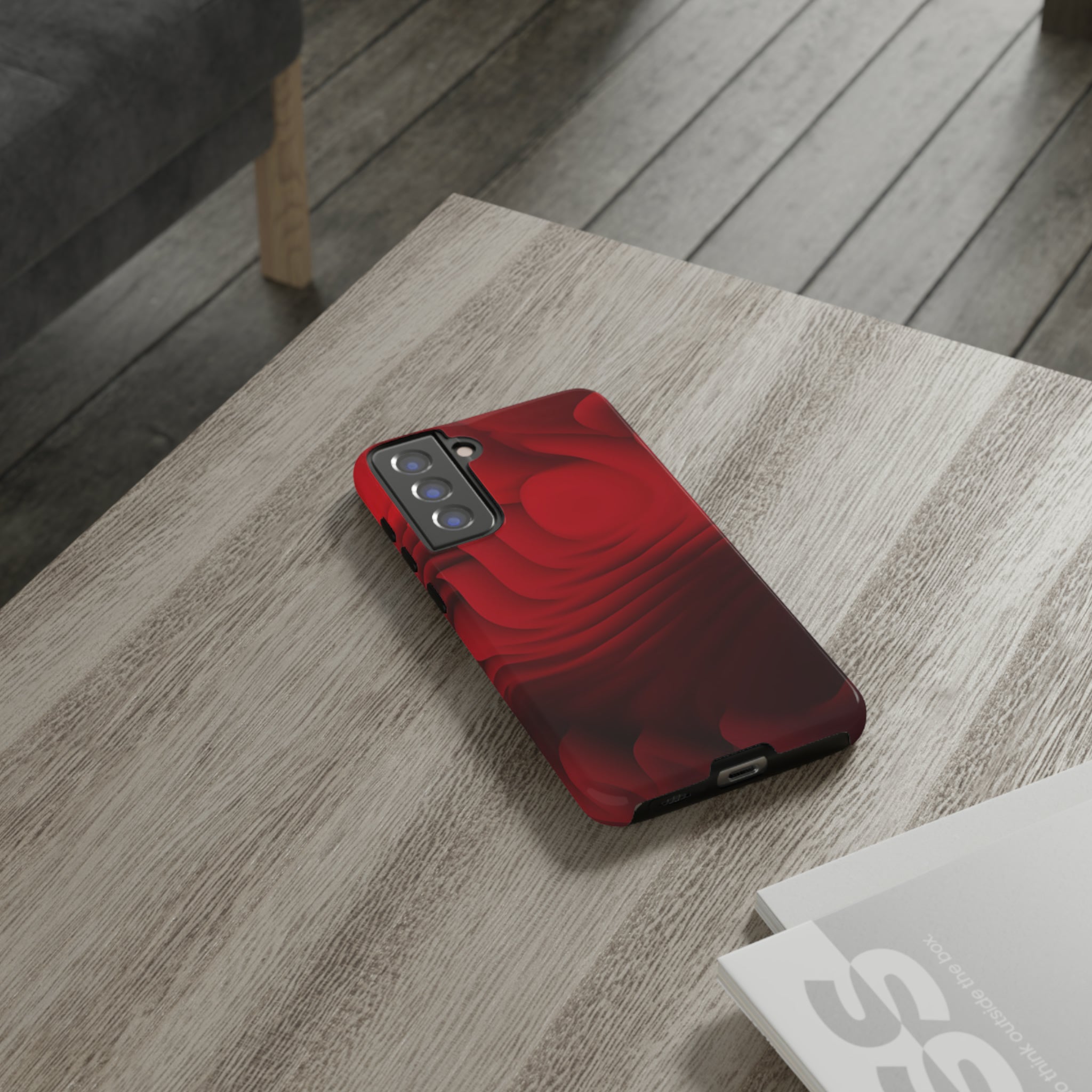 Red Center Waves - Protective Phone Case