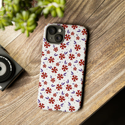 Red Flower Pattern - Protective Phone Case