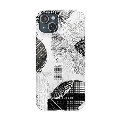 Geometric Monochrome Flow iPhone 15 - Slim Phone Case