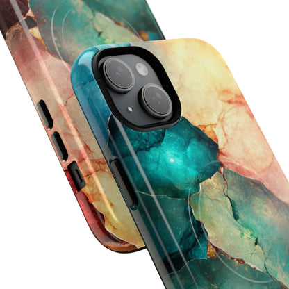 Teal Mosaic Veins iPhone 15 Plus Case - Tough+