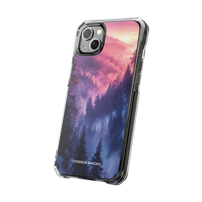 Misty Forest Serenity - Clear Impact iPhone 14 Phone Case