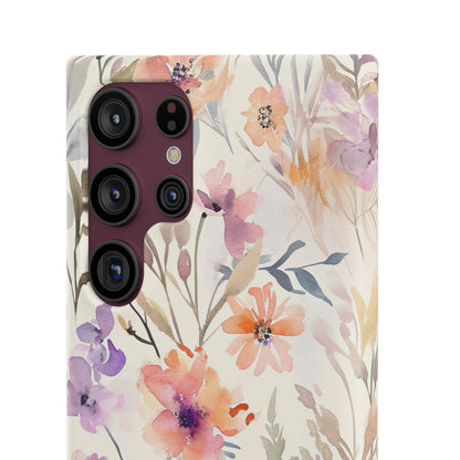 Soft Pink Floral Watercolor Design - Slim Samsung S22 Phone Case