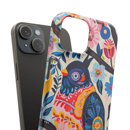 Whimsical Vintage Owl with Floral Charm iPhone 15 - Slim Phone Case