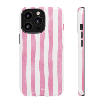 Pink Watercolor Stripes - iPhone Case