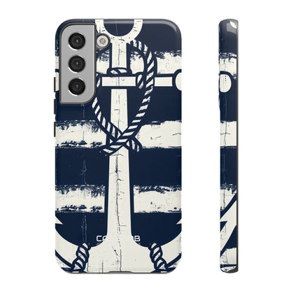 Navy Anchor Stripes  Samsung S22 - Tough