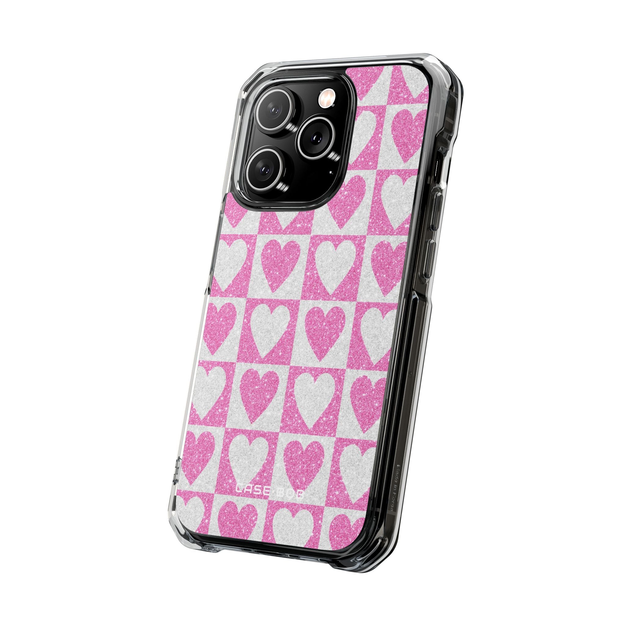 Glitter Heart Grid iPhone 14 Pro Case - Impact