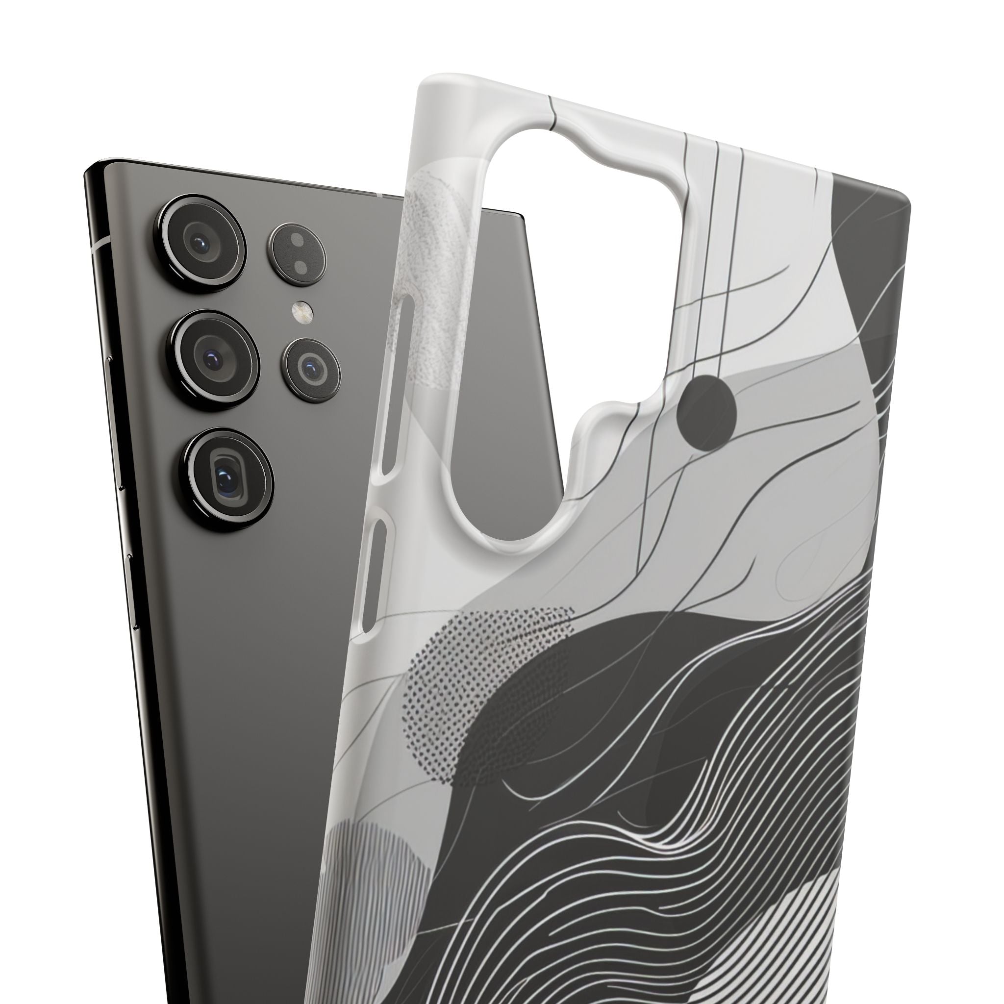 Fluid Rhythms: Monochrome Line Flow Samsung S23 - Slim Phone Case