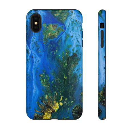 Blue Globe Ink Art iPhone Case (Protective) iPhone XS MAX Glossy Phone Case