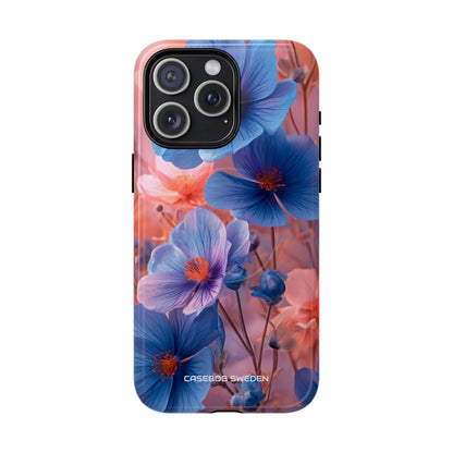 Blue Peach Blossoms - Tough + MagSafe® iPhone 15 Phone Case