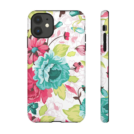 Vintage Flowers Pattern iPhone case (Protective) - Protective Phone Case