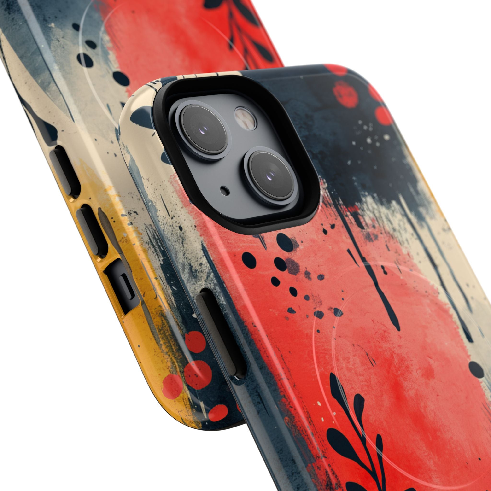 Red Blue Abstract Florals - Tough + MagSafe® iPhone 14 Phone Case