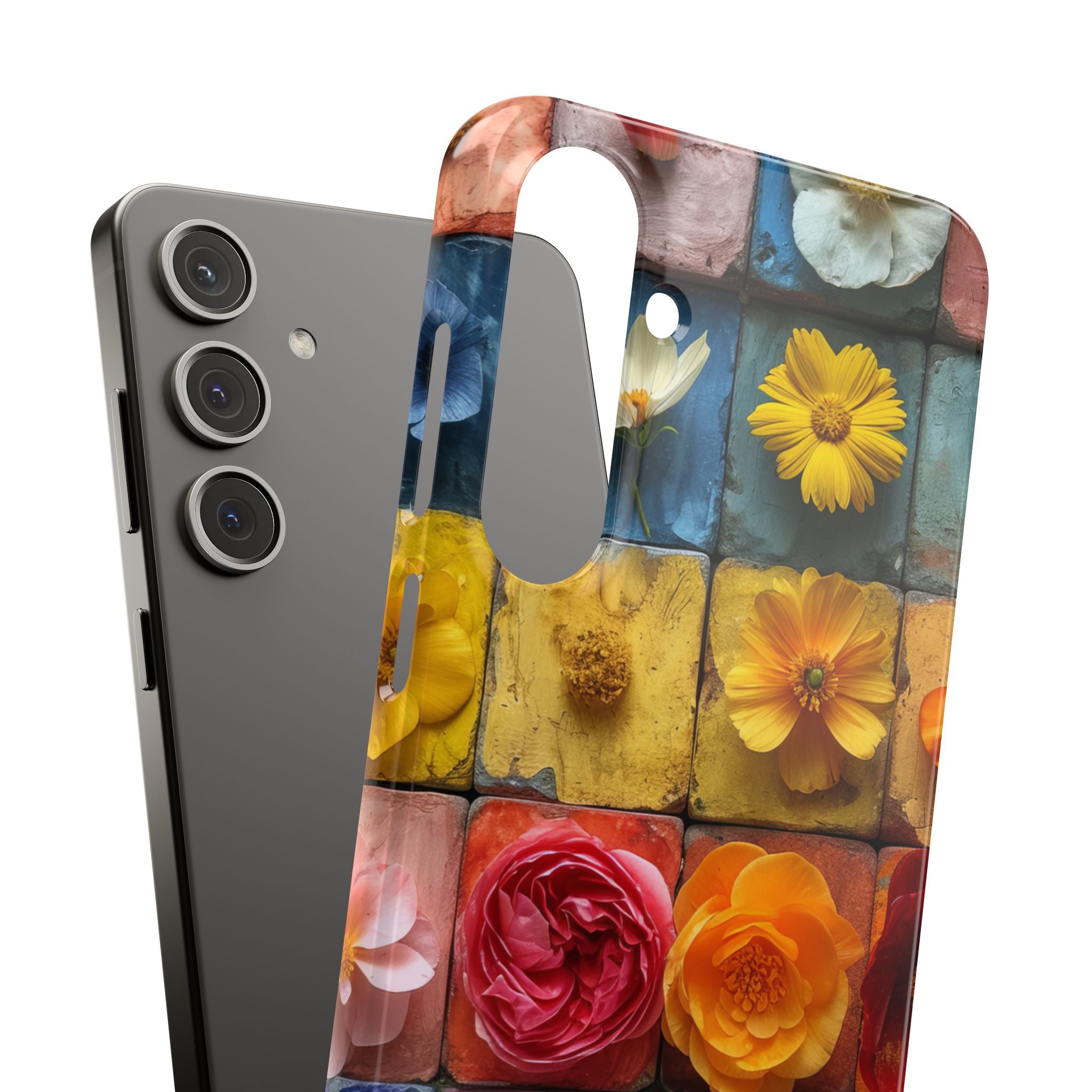 Vibrant Floral Tiles - Slim Samsung S24 Phone Case