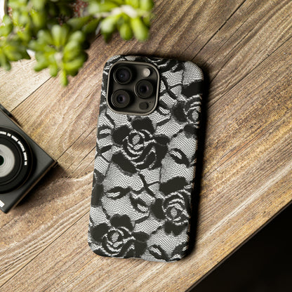 Black Rose Lace Gothic Flower - Protective Phone Case