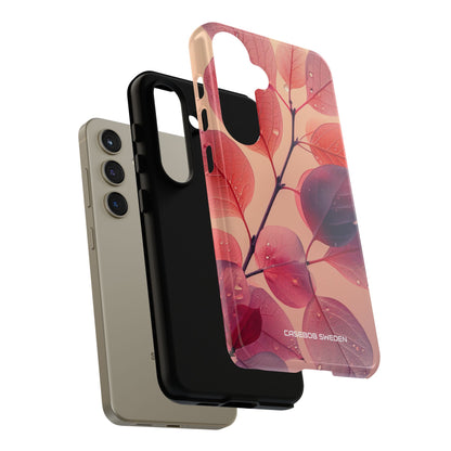 Pink Serenity Leaf Design - Tough Samsung S24 Phone Case