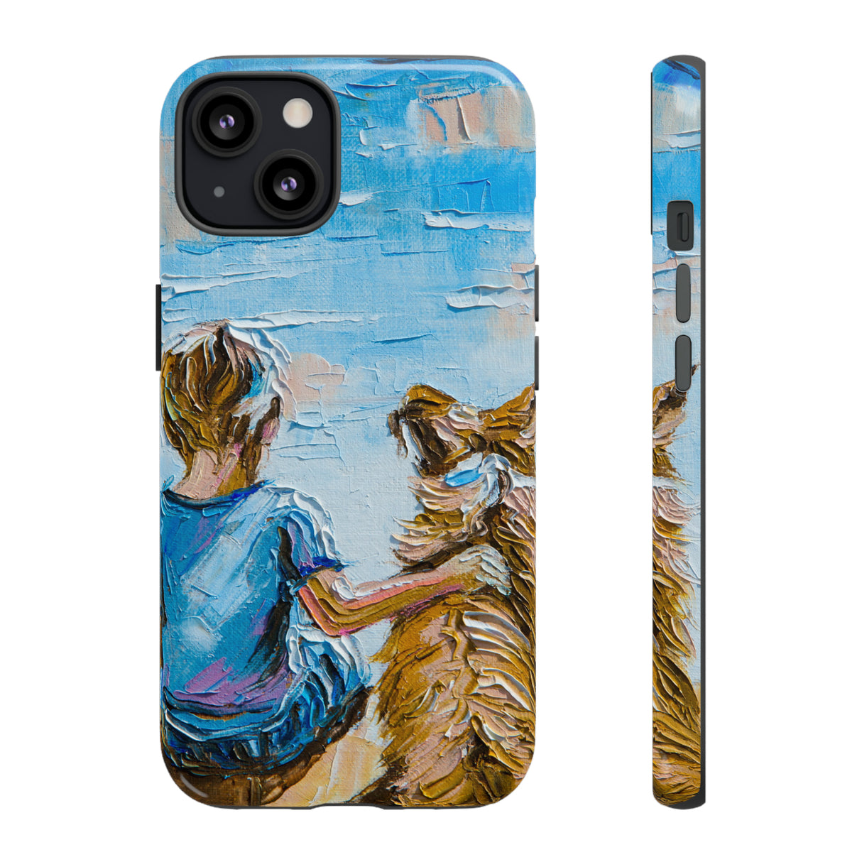 Boy with Dog - Protective Phone Case