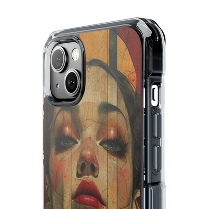 Bold Art Deco Portrait - Clear Impact iPhone 14 Phone Case