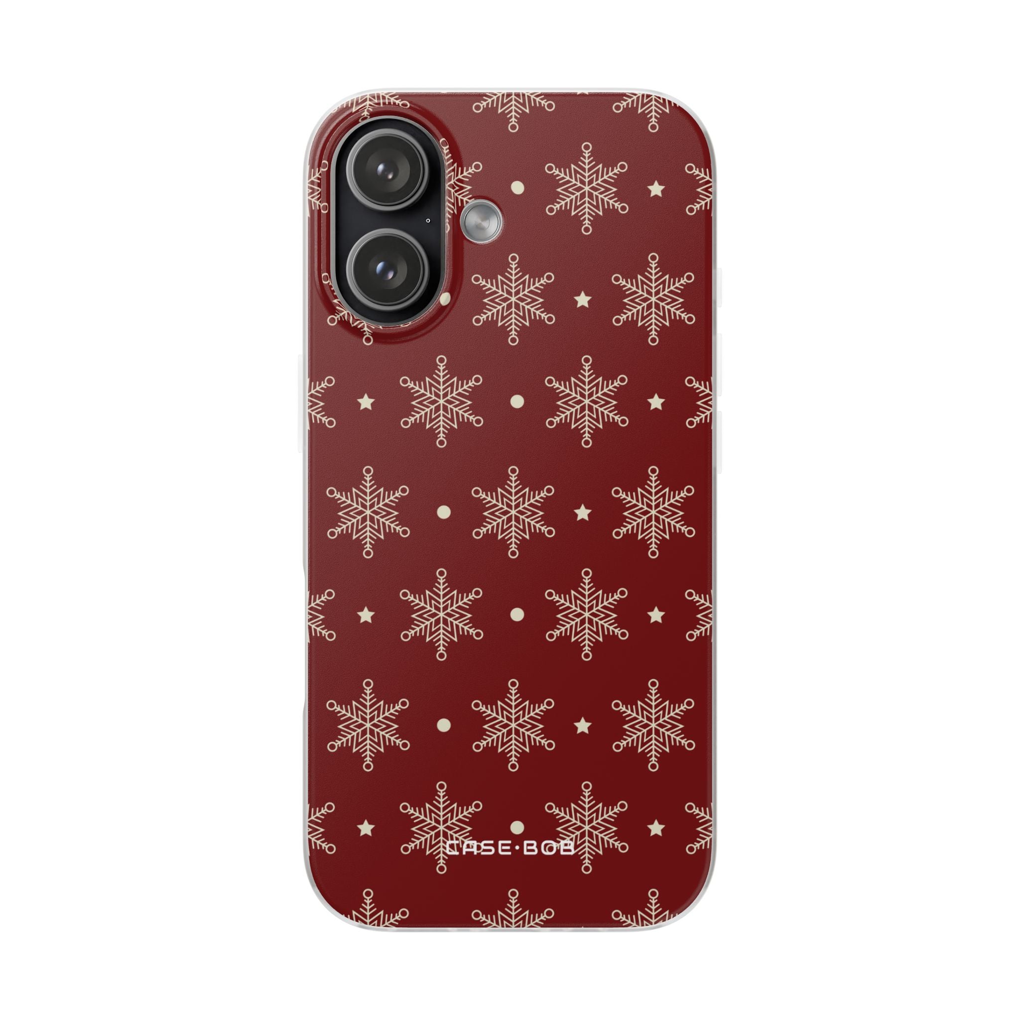Cream Snowflake Crimson iPhone 17 Case - Soft