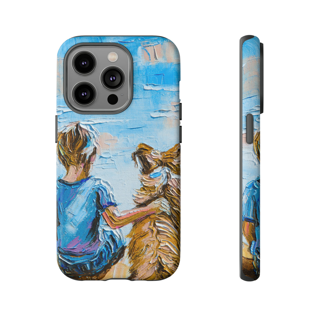 Boy with Dog - Protective Phone Case