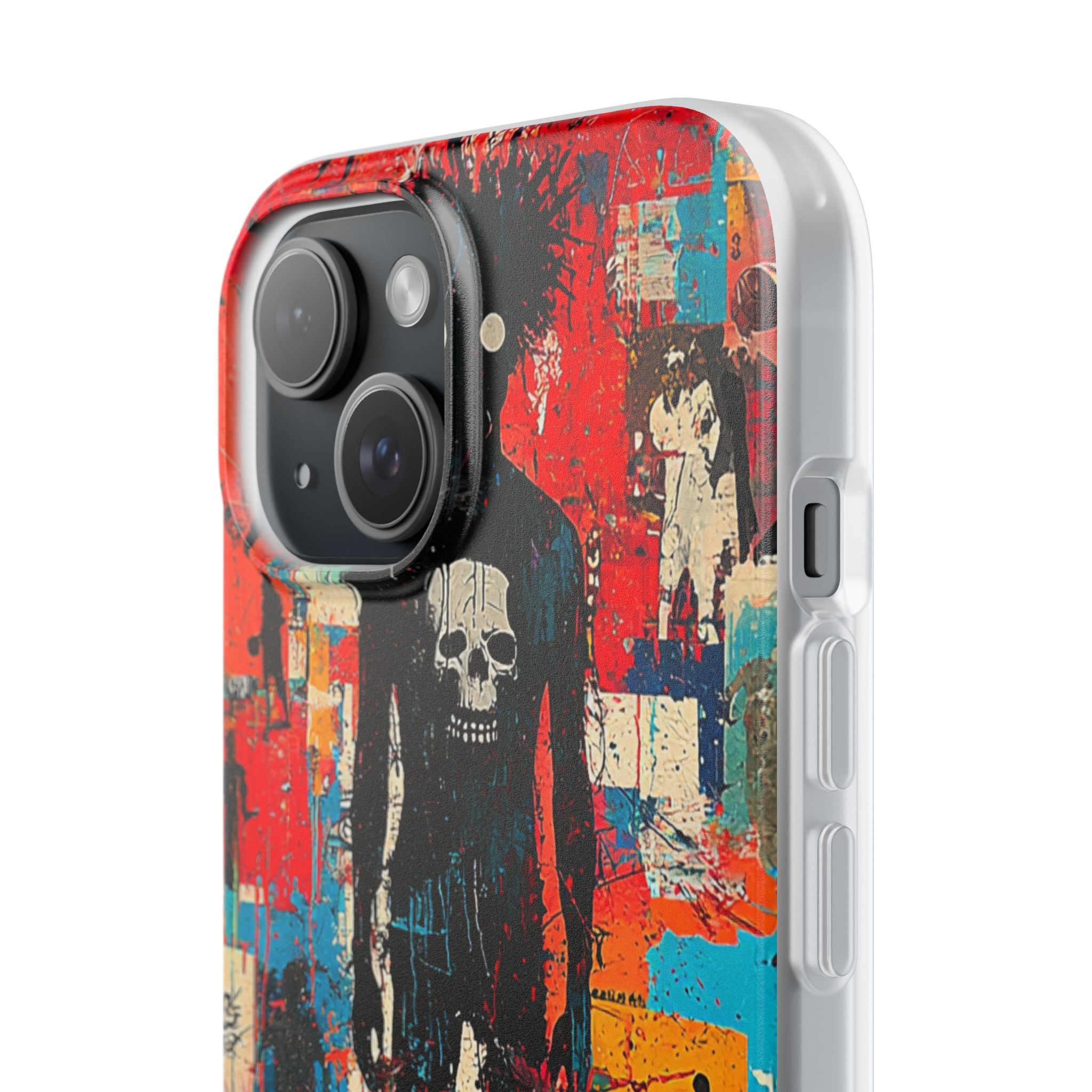 Spiky Skull Silhouette iPhone 15 Case - Soft