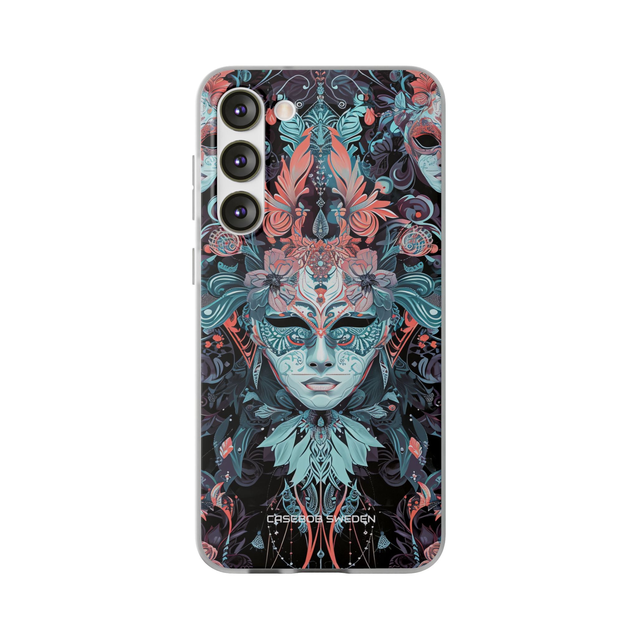 Mystic Teal Coral Mask - Flexi Samsung S23 Phone Case