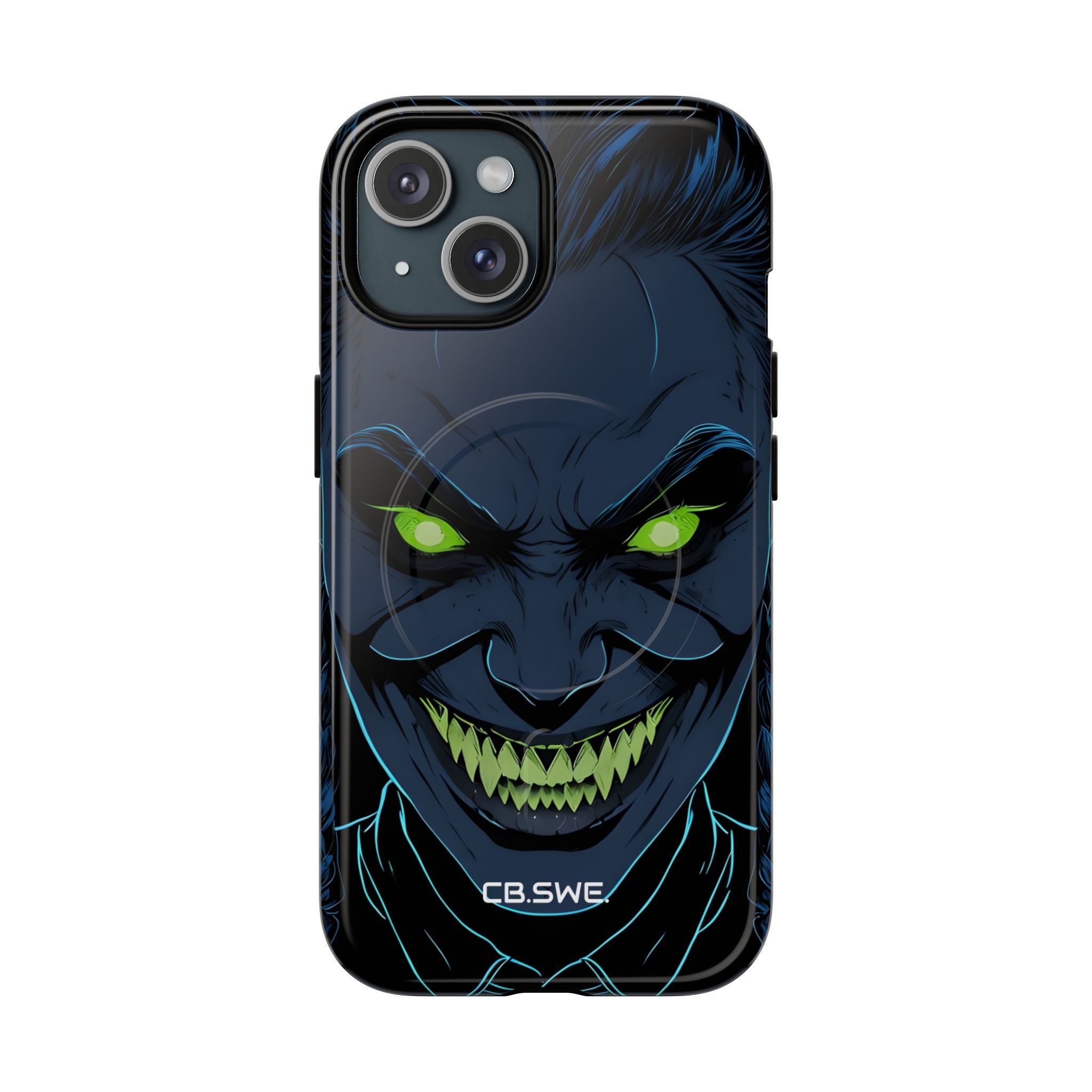 Eerie Sinister Character Neon Green Eyes iPhone 15 - Tough+
