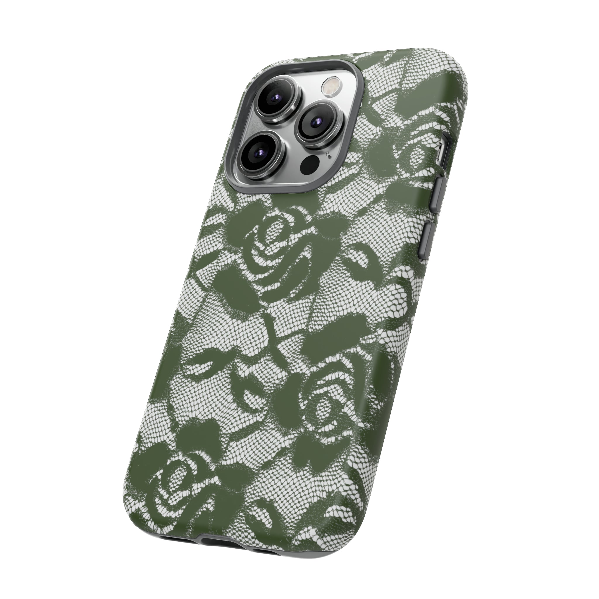 Green Lace Gothic Flower - Protective Phone Case