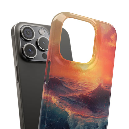 Ocean Sunset Waves - Slim iPhone 15 Phone Case