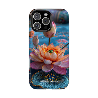 Vibrant Lotus Embroidery - Tough iPhone 16 Phone Case