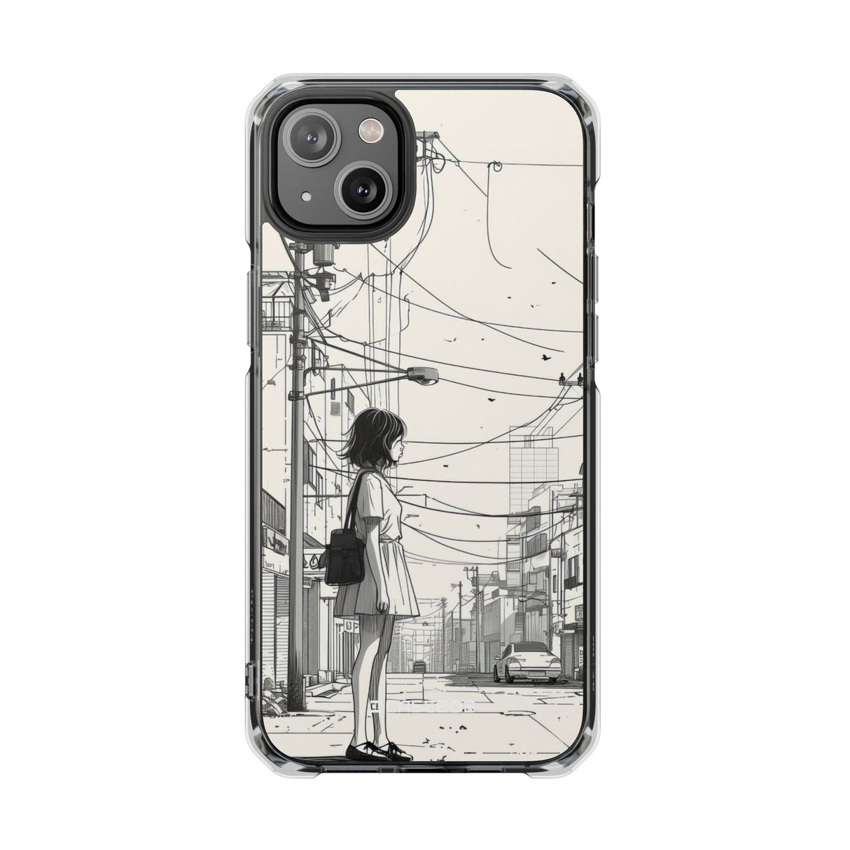 Urban Solitude Sketch - Phone Case for iPhone (Clear Impact - Magnetic)