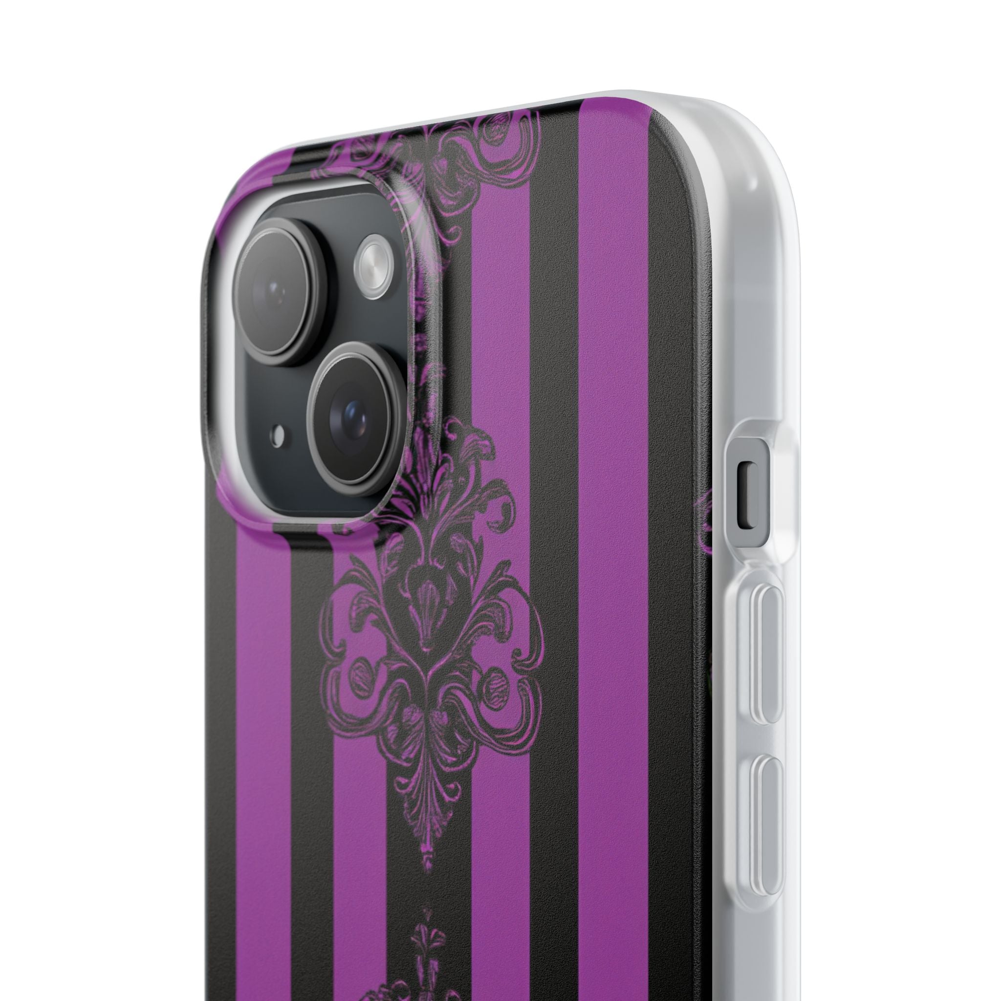 Damask Elegance Purple iPhone 15 Case - Soft